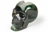 Polished Banded Agate Skull with Quartz Crystal Pocket #237000-2